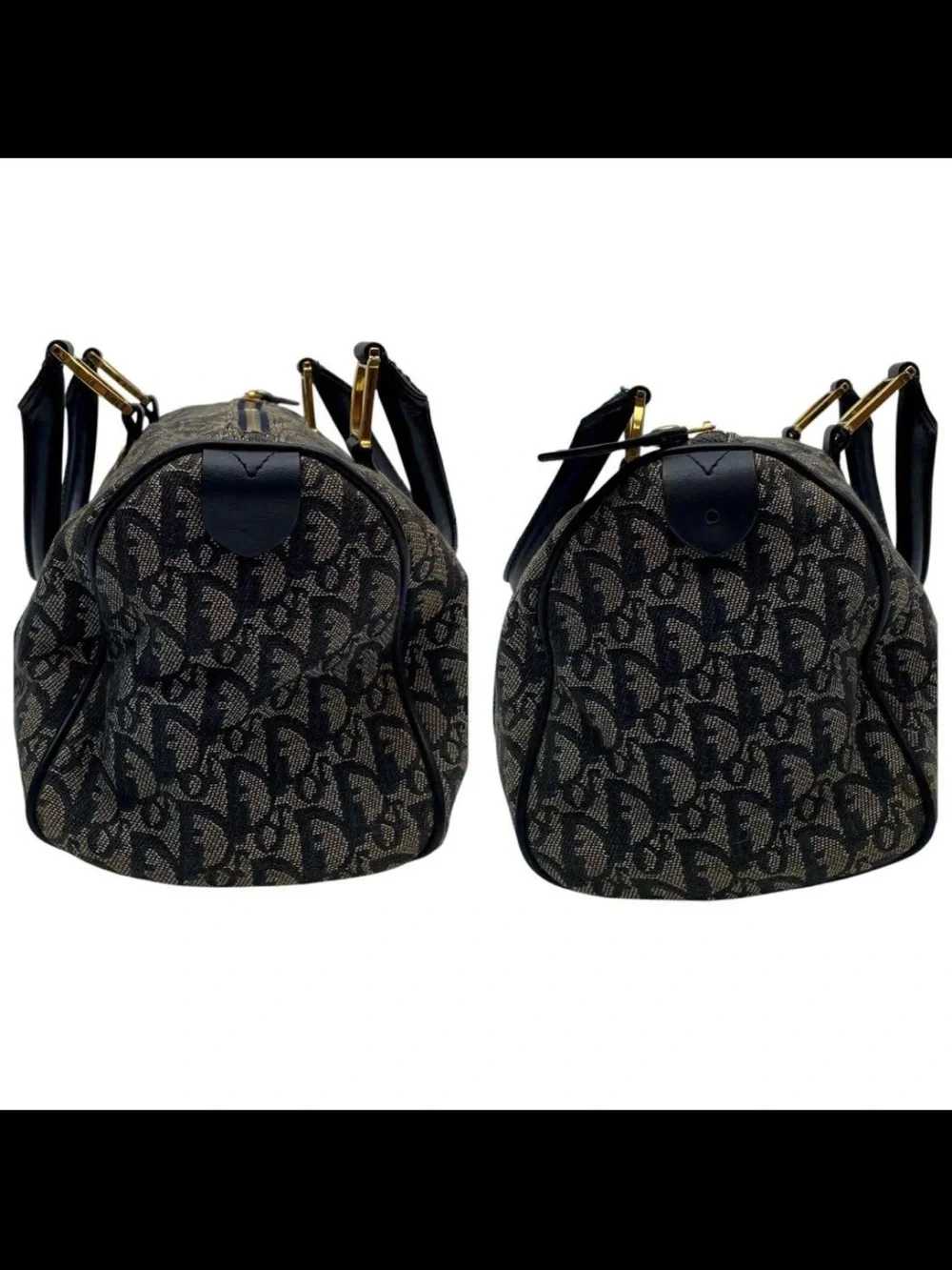 Dior Navy and Beige Monogram Satchel